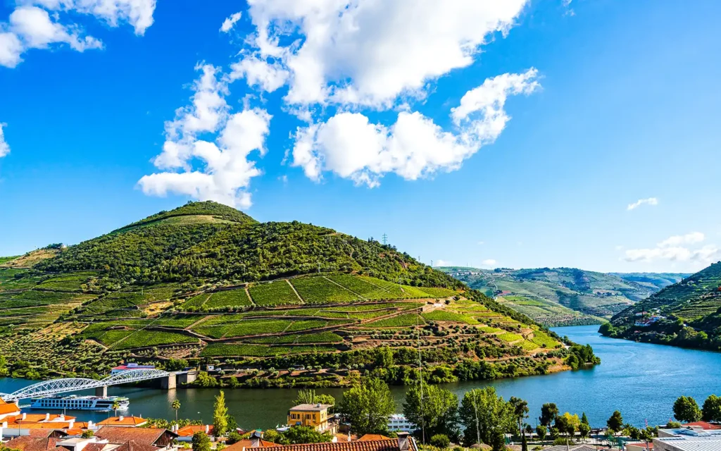Vallée du Douro au Portugal avec ses vignobles en terrasses dominant la rivière